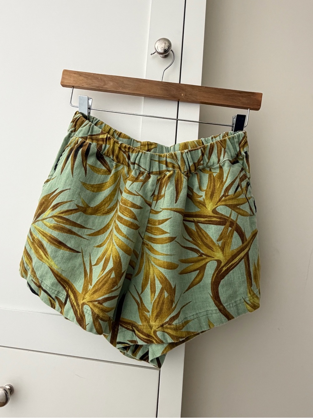 Mikoh Sage Green Tropical Shirt & Shorts Set with Golden Palm Print - Picture 6 of 7
